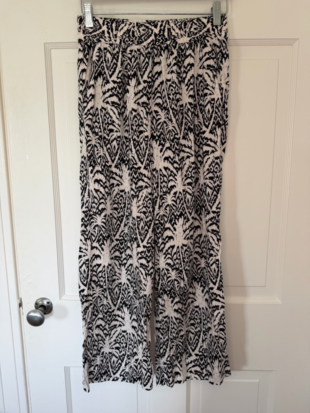 Panama Jack Black & White Tropical Print Wide Leg Pants XS